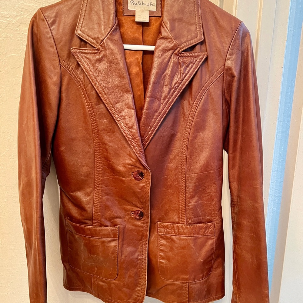 Rubbish Brown Leather Blazer Jacket